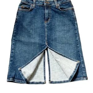 Y2K Arden B Split Denim Skirt Juniors size 1 Blue Front Back Slit